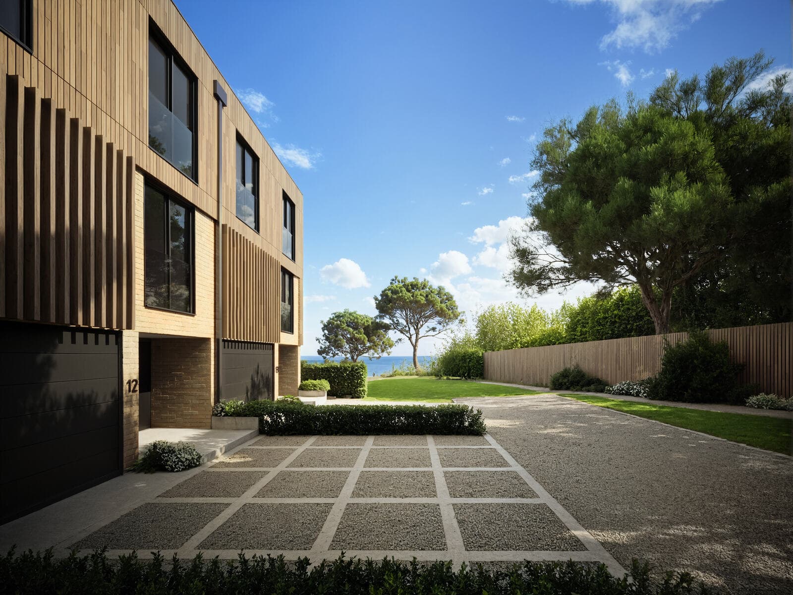 Timber clad elevation and entrance