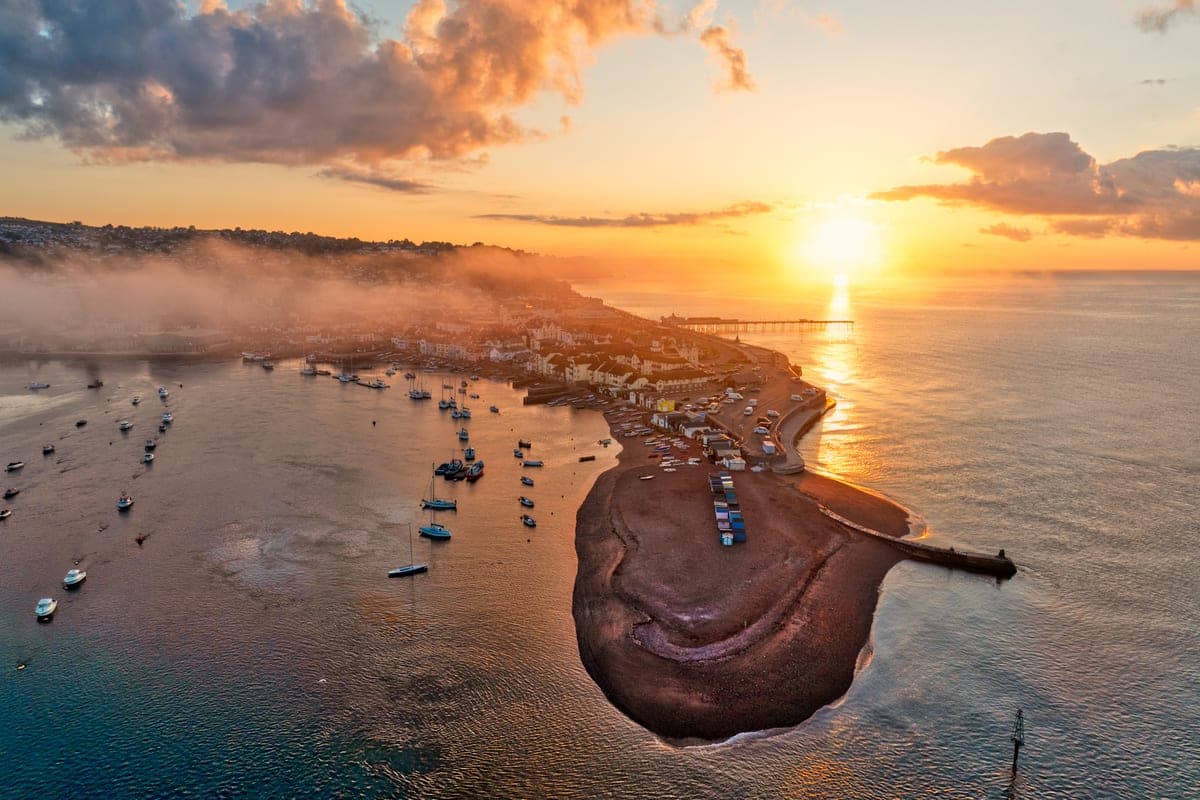 Sunrise over Teignmouth harbour and the estuary